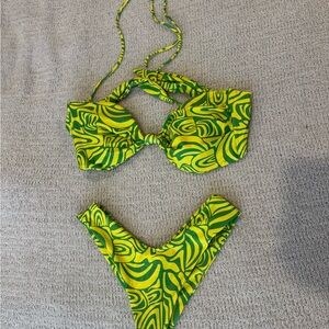 Skatie Green and Yellow Swirl Bikini